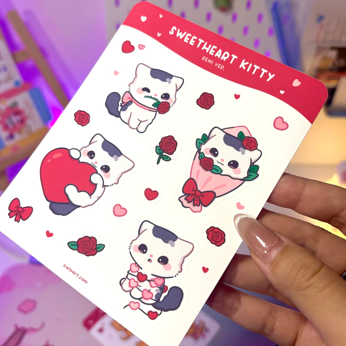 Sweetheart Kitty Sticker sheet - Remi ver.