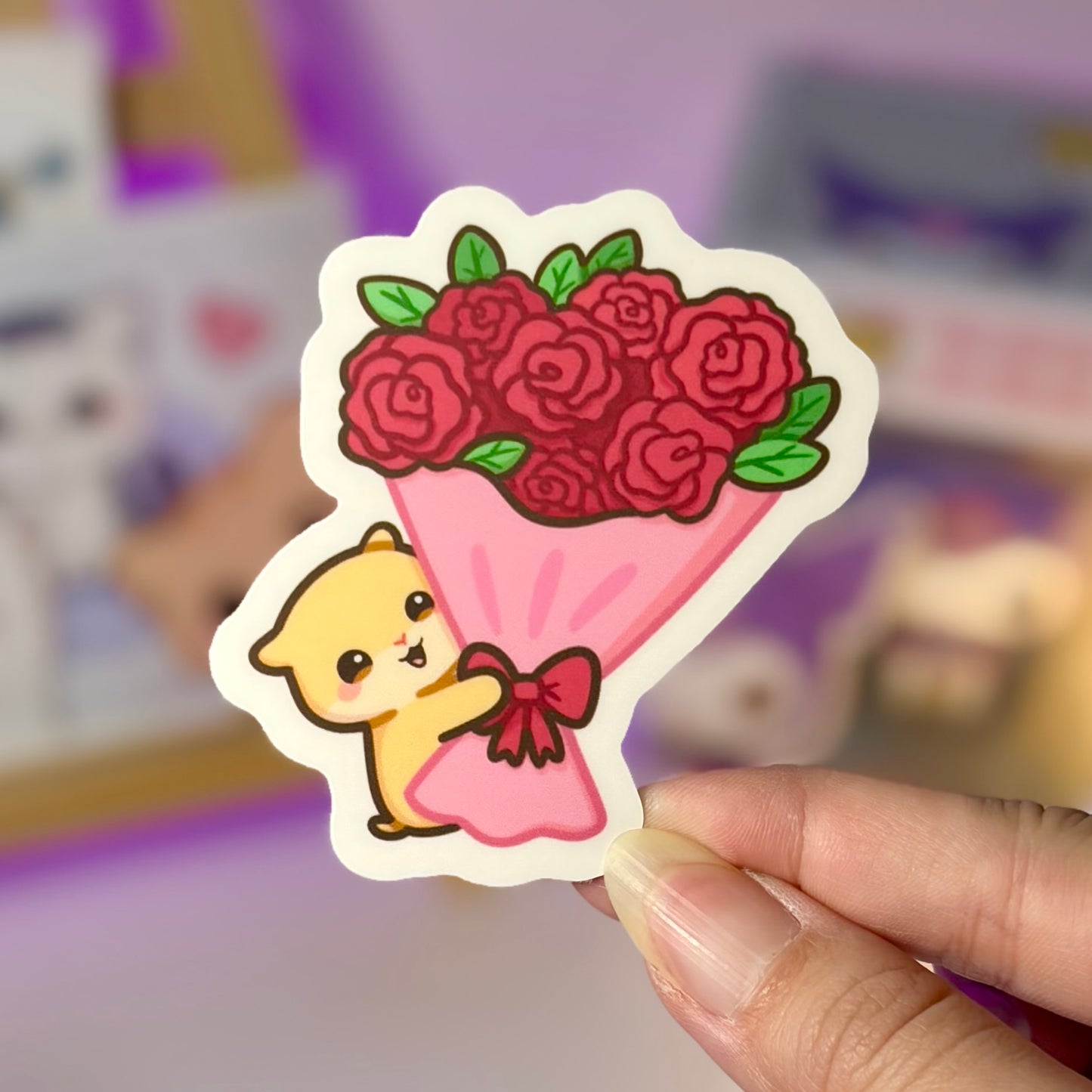 Big Rose Bouquet Waterproof Sticker