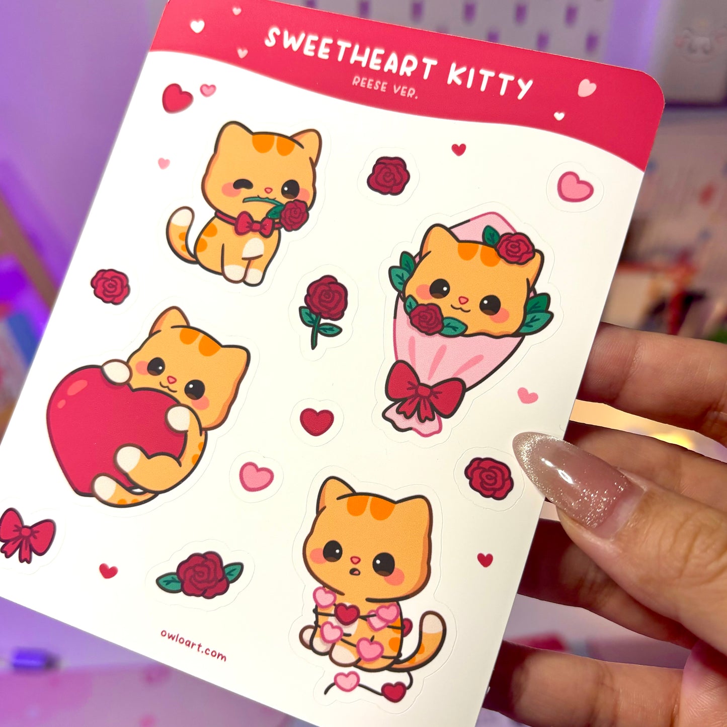 Sweetheart Kitty Sticker sheet - Reese ver.