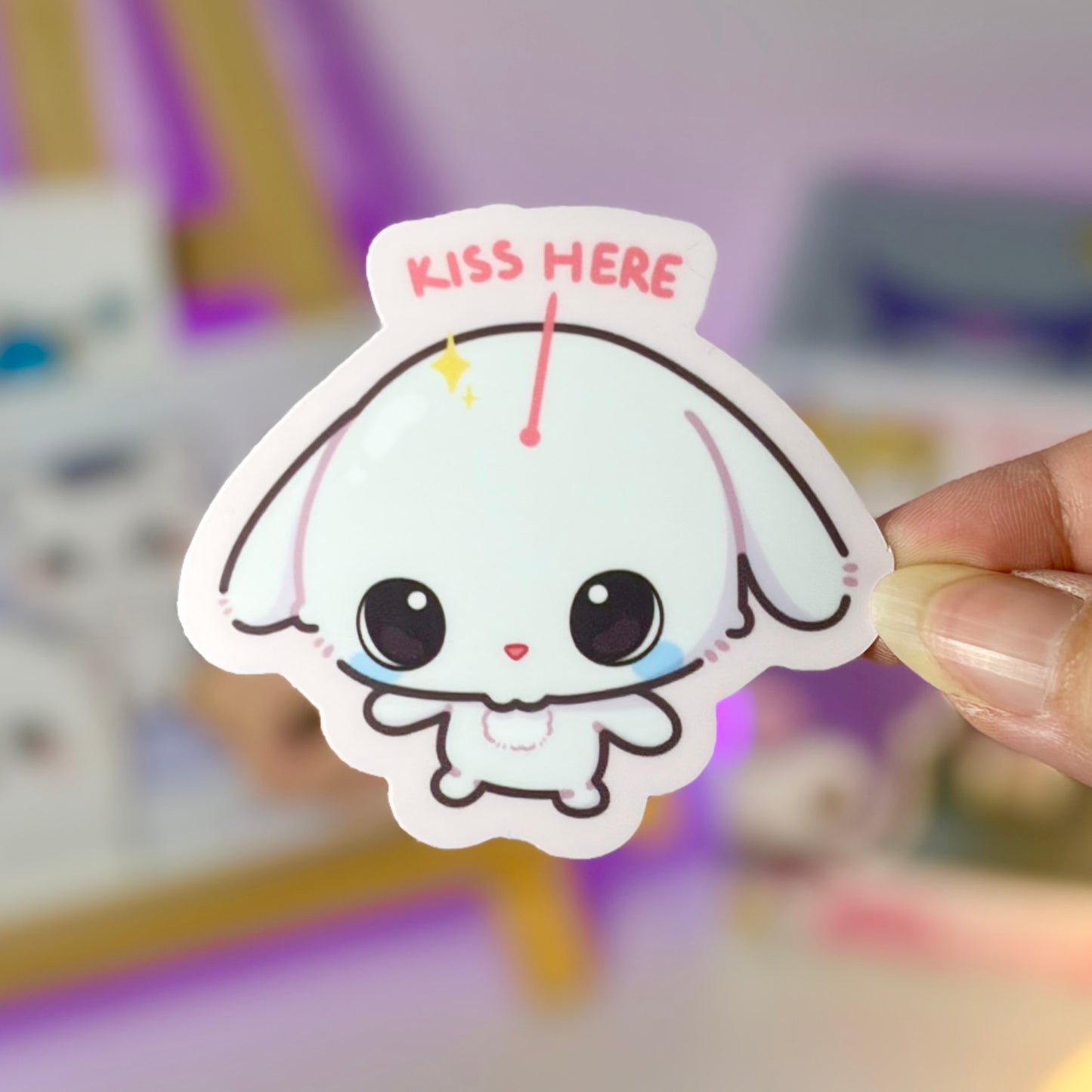 Kiss Here Waterproof Sticker