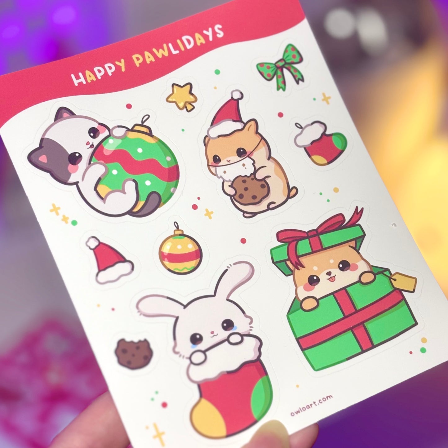 Happy Pawlidays Christmas Waterproof Sticker sheet