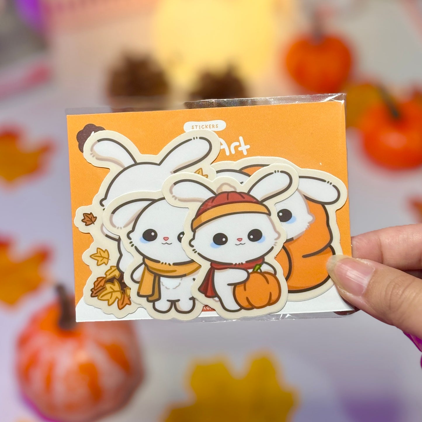 Cozy Fall Bunny Waterproof Matte Stickers