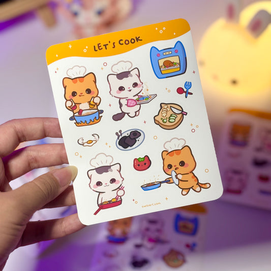 Let's Cook Waterproof Sticker sheet