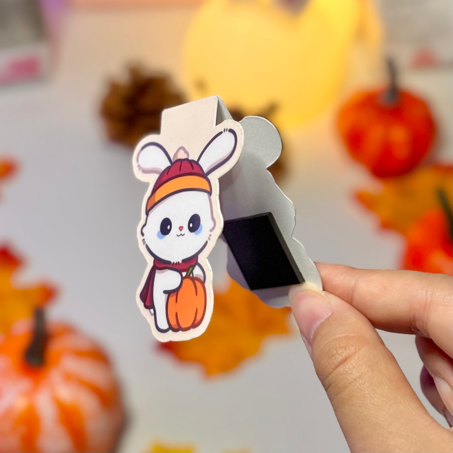 Cozy Fall Bunny Magnetic Bookmark