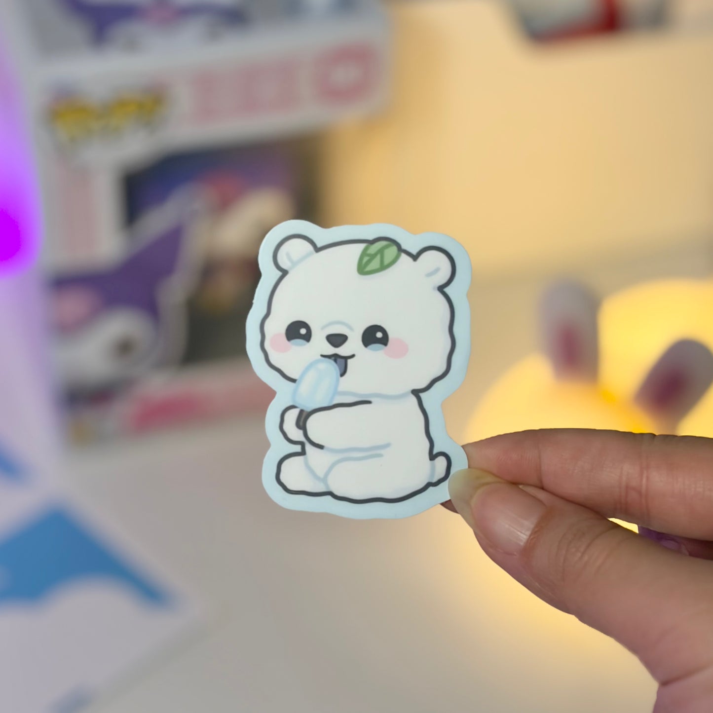 Mausu the Bear Waterproof Matte Stickers