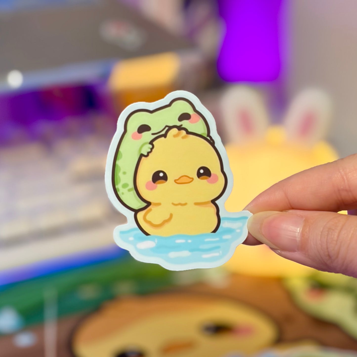 Adventure Together Duck & Frog Waterproof Sticker