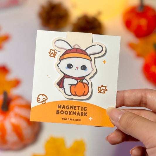 Cozy Fall Bunny Magnetic Bookmark
