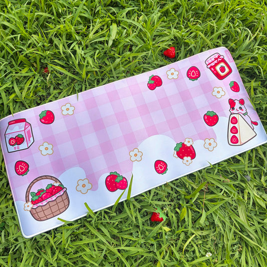 Strawberry FruitKitty Waterproof Desk Mat