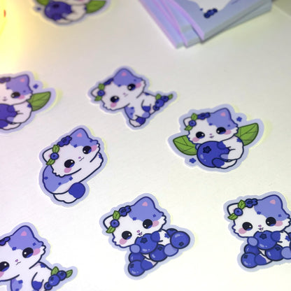 Blueberry Cat Waterproof Matte Sticker