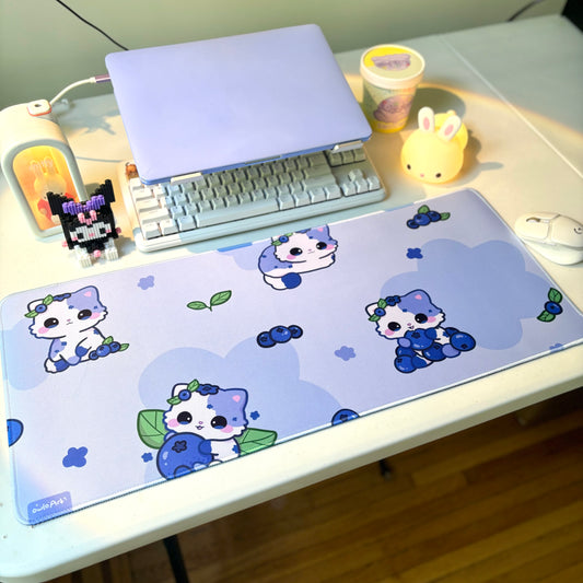 Blueberry Cat Waterproof Desk Mat
