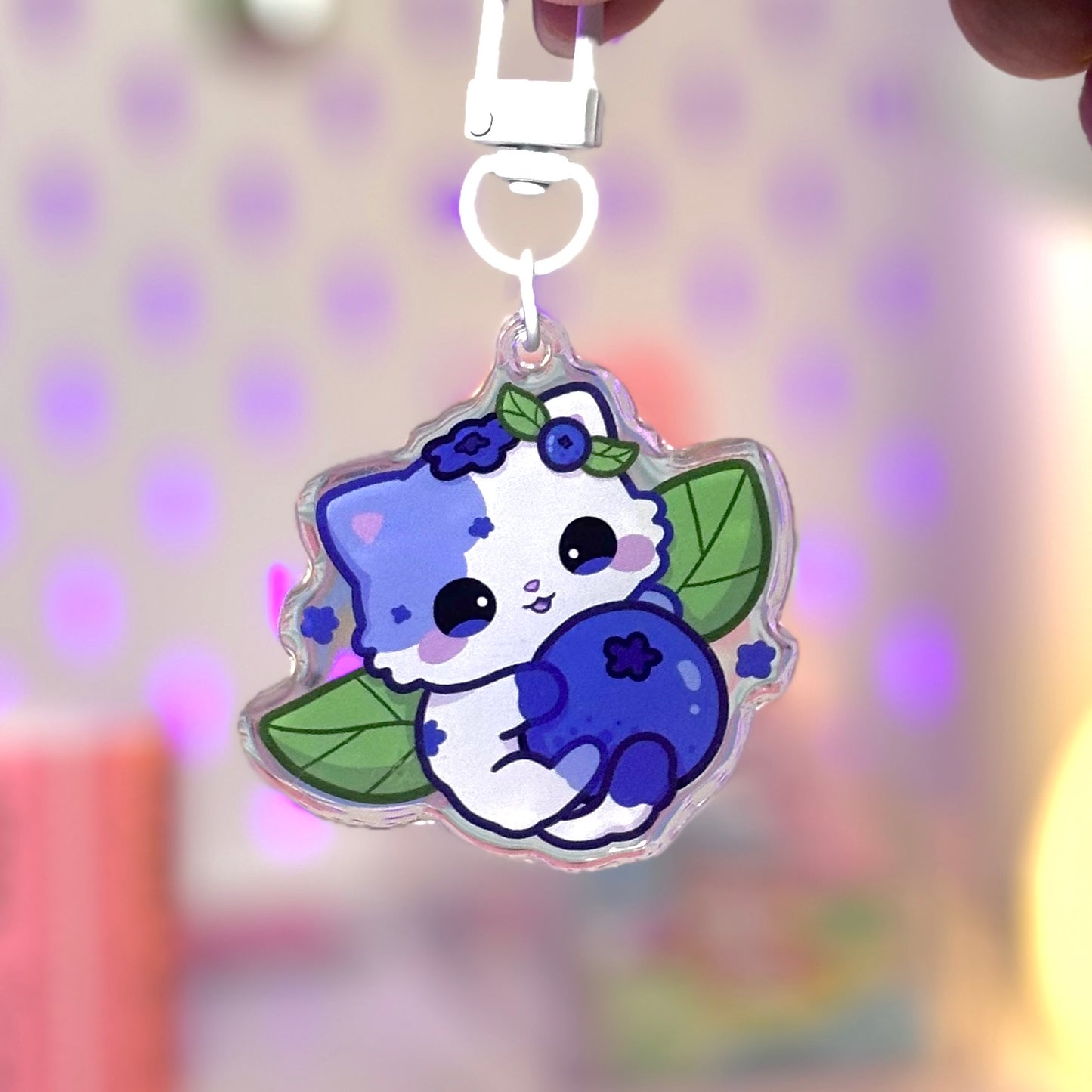 Blueberry Cat Acrylic Keychain