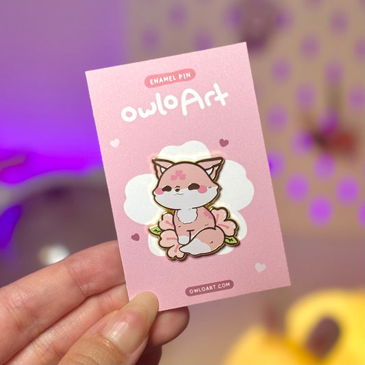 Sakura Fox Enamel Pin