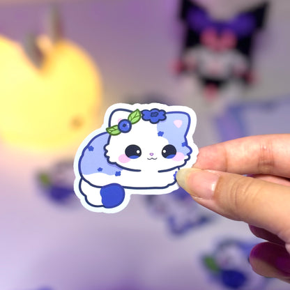 Blueberry Cat Waterproof Matte Sticker