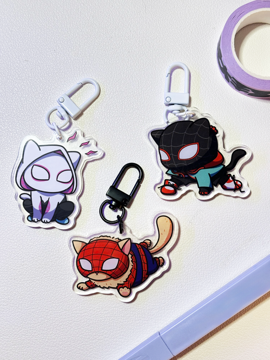 Spider Cats Acrylic Keychain