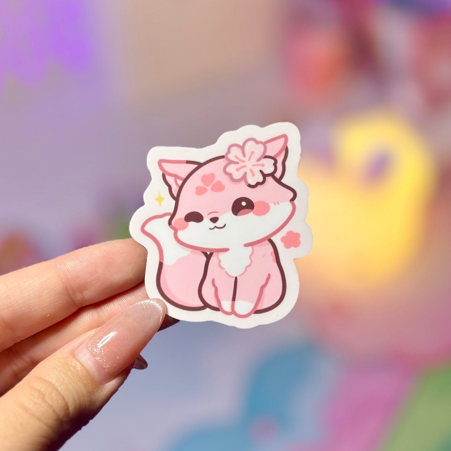 Sakura Fox Waterproof Matte Sticker