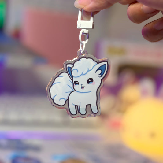 Snowy Arctic Fox Acrylic Keychain