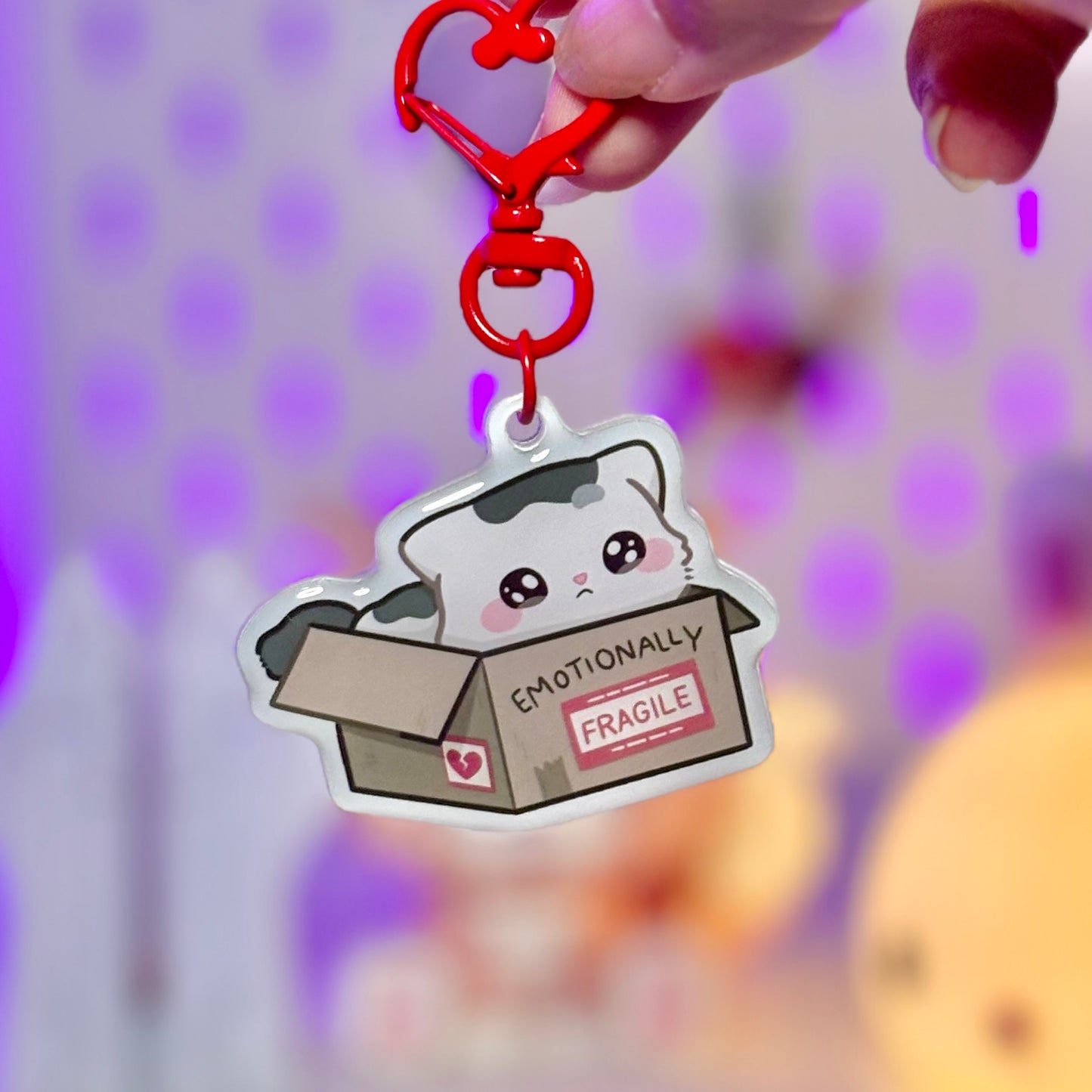 Emotionally Fragile Cat Acrylic Keychain