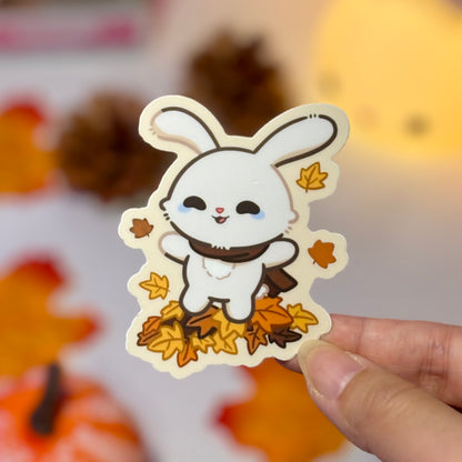 Cozy Fall Bunny Waterproof Matte Stickers