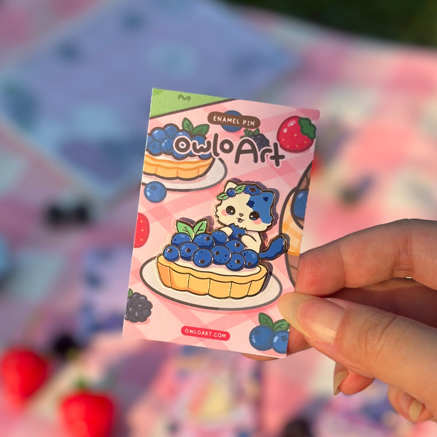 Blueberry FruitKitty Enamel Pin