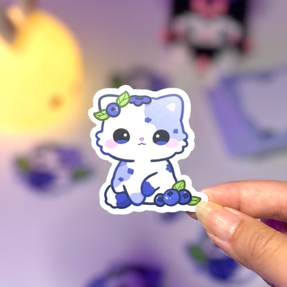 Blueberry Cat Waterproof Matte Sticker