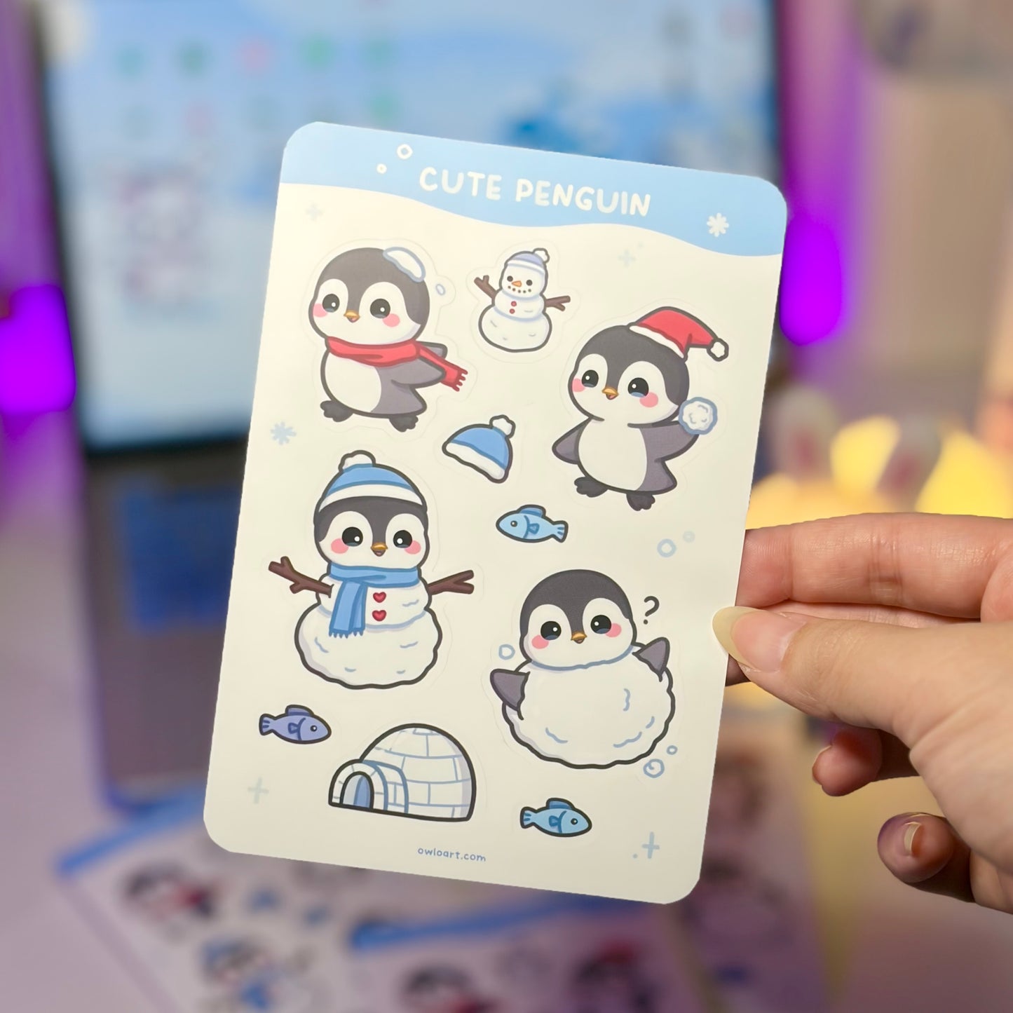 Cute Penguin Waterproof Sticker sheet
