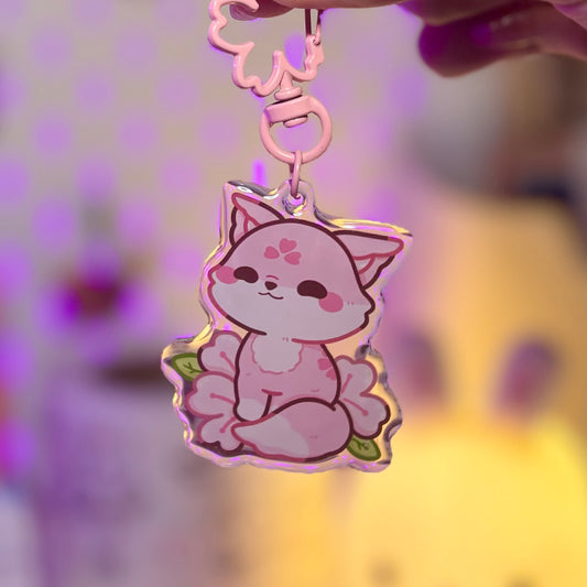 Sakura Fox Acrylic Keychain