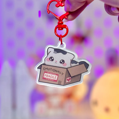 Emotionally Fragile Cat Acrylic Keychain