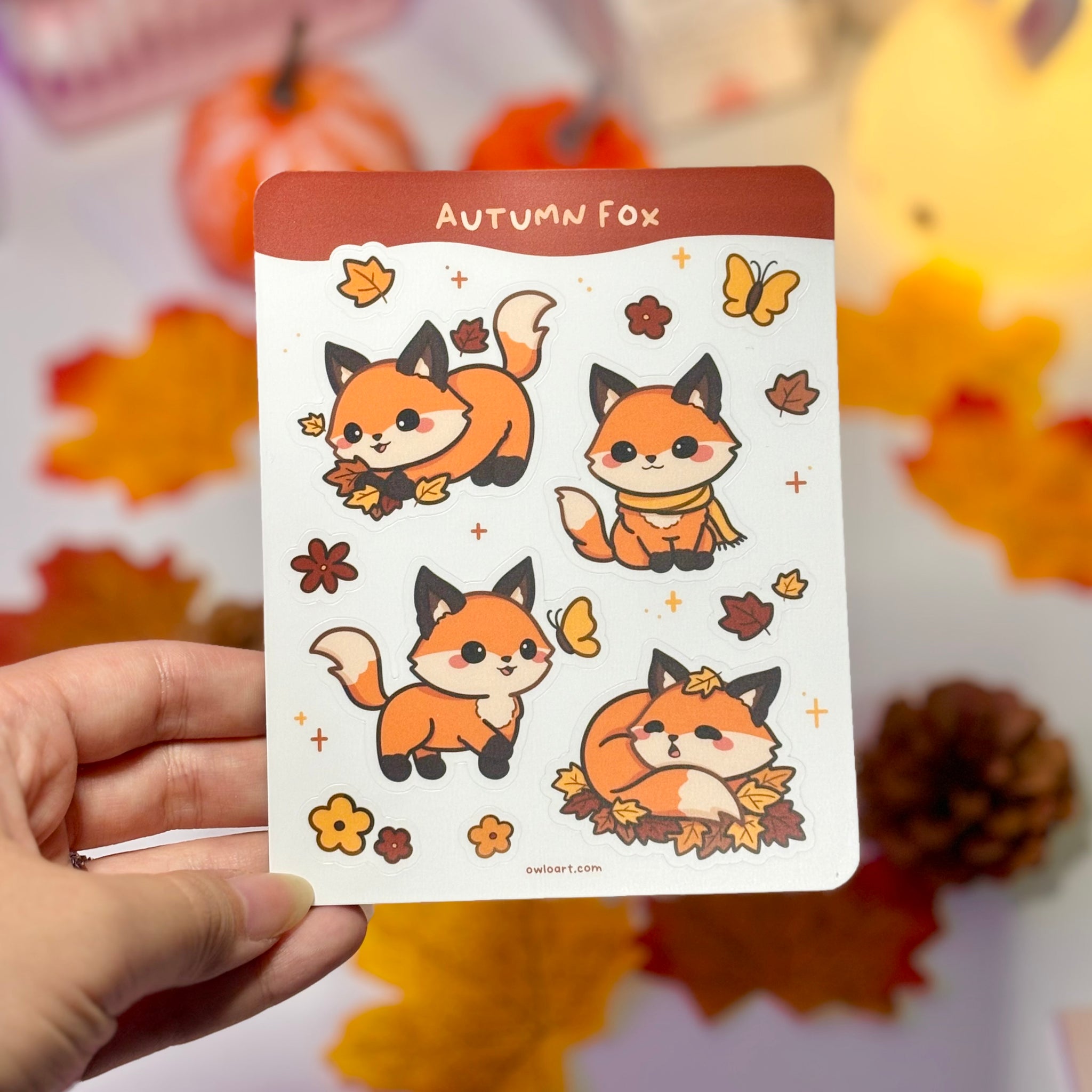 Autumn Fox Waterproof Sticker sheet – owloArt