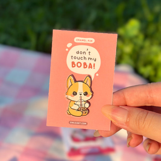 Corgi Boba Enamel Pin