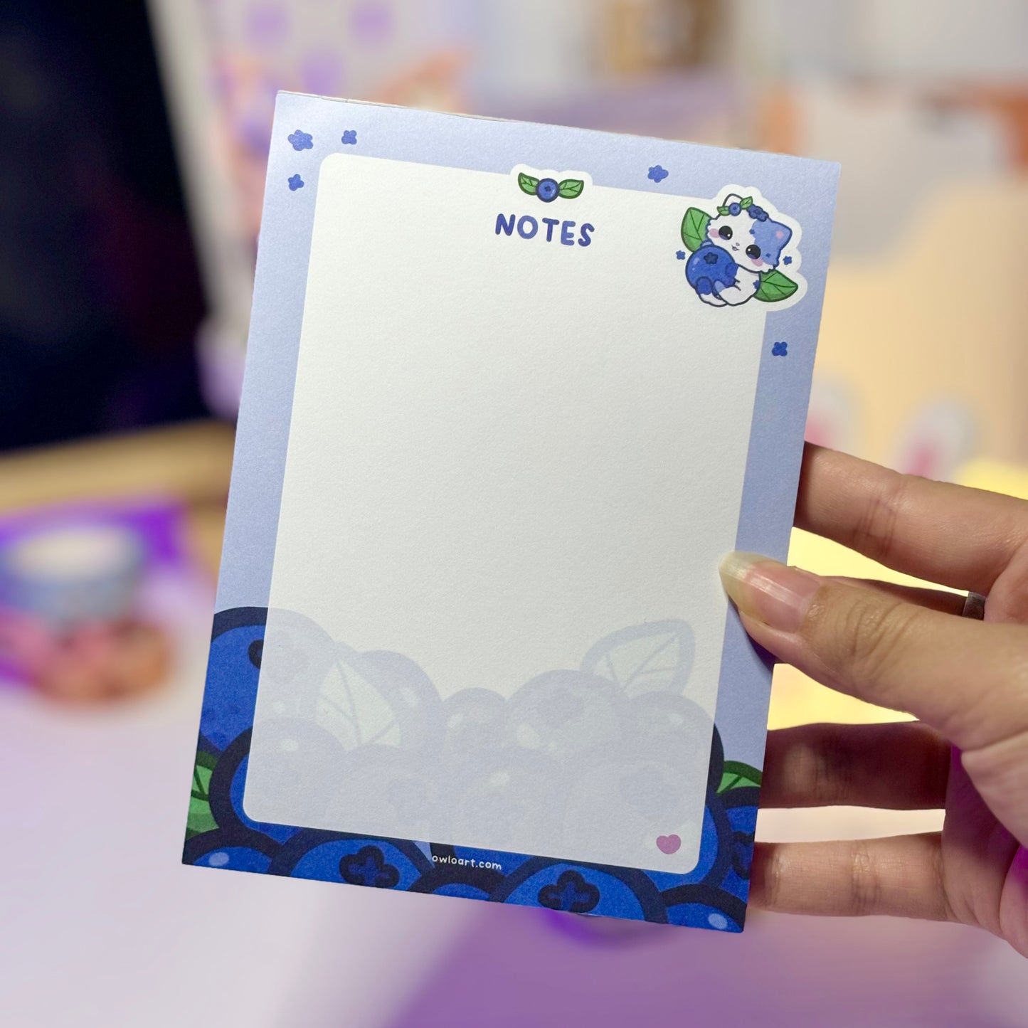 Blueberry Cat Notes Memo Pad 4x5.5