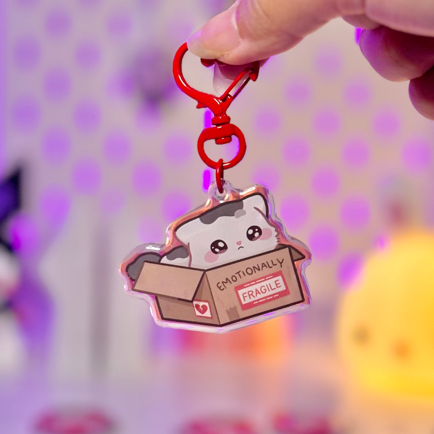 Emotionally Fragile Cat Acrylic Keychain