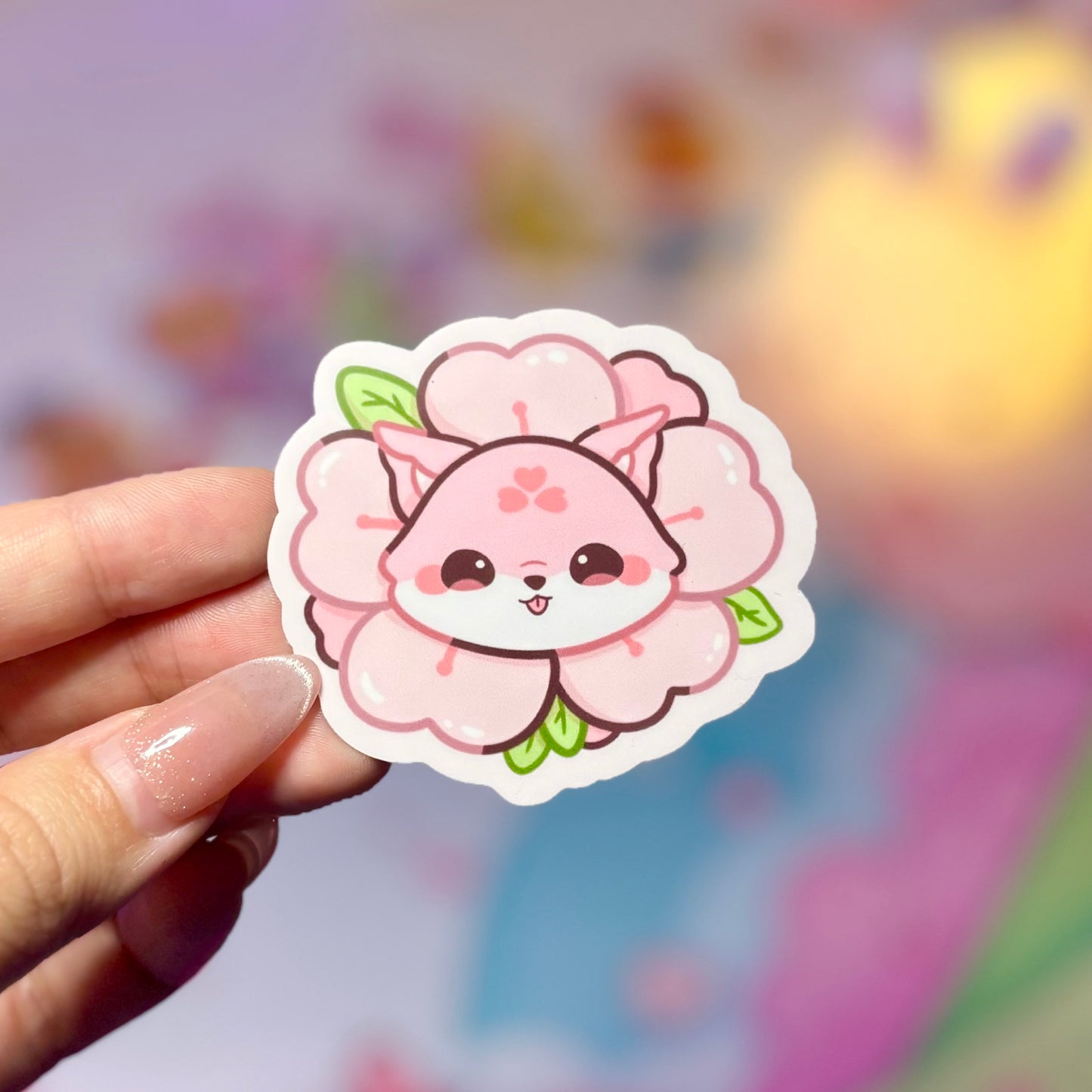 Sakura Fox Waterproof Matte Sticker