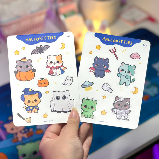 Halloween Kitties Waterproof Sticker sheets