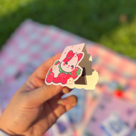 Strawberry FruitKitty Magnetic Bookmark