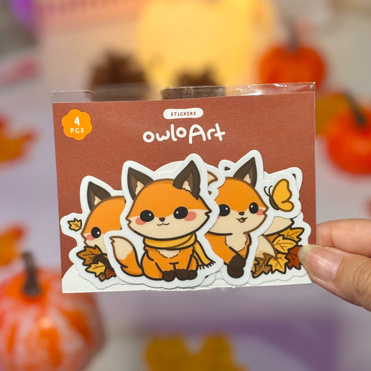 Autumn Fox Waterproof Matte Stickers
