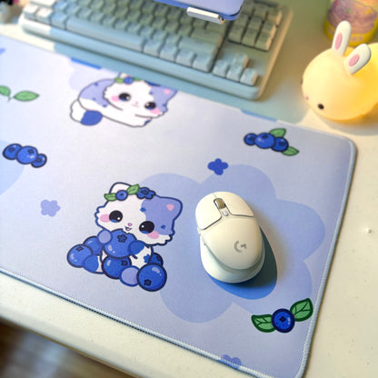 Blueberry Cat Waterproof Desk Mat