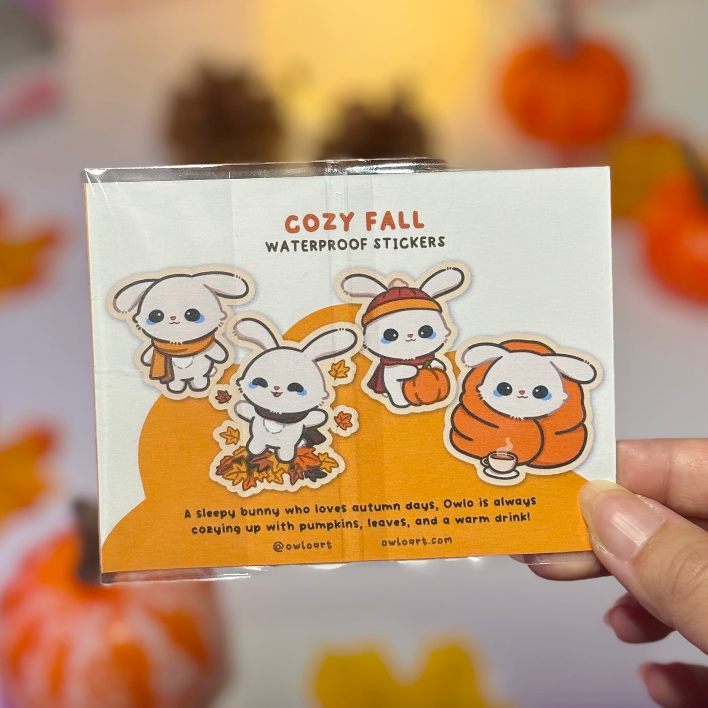 Cozy Fall Bunny Waterproof Matte Stickers