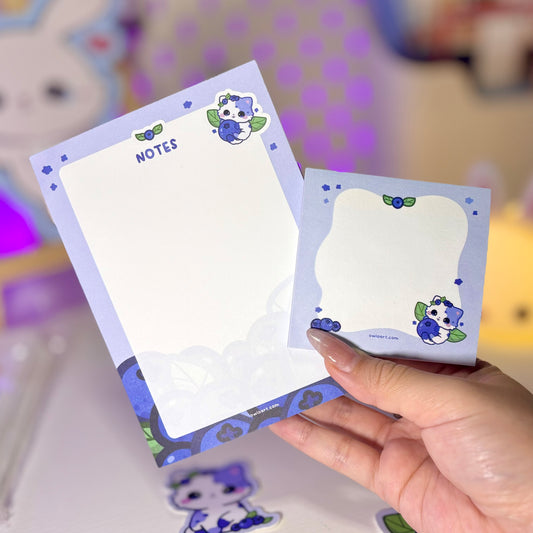 Blueberry Cat Sitcky Note and Notepad Bundle