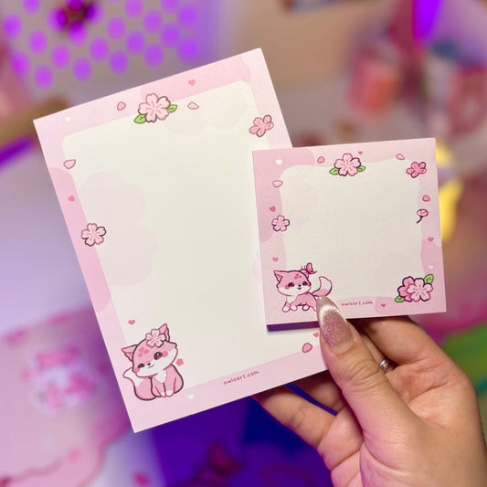 Sakura Fox Sticky Note and Notepad Bundle