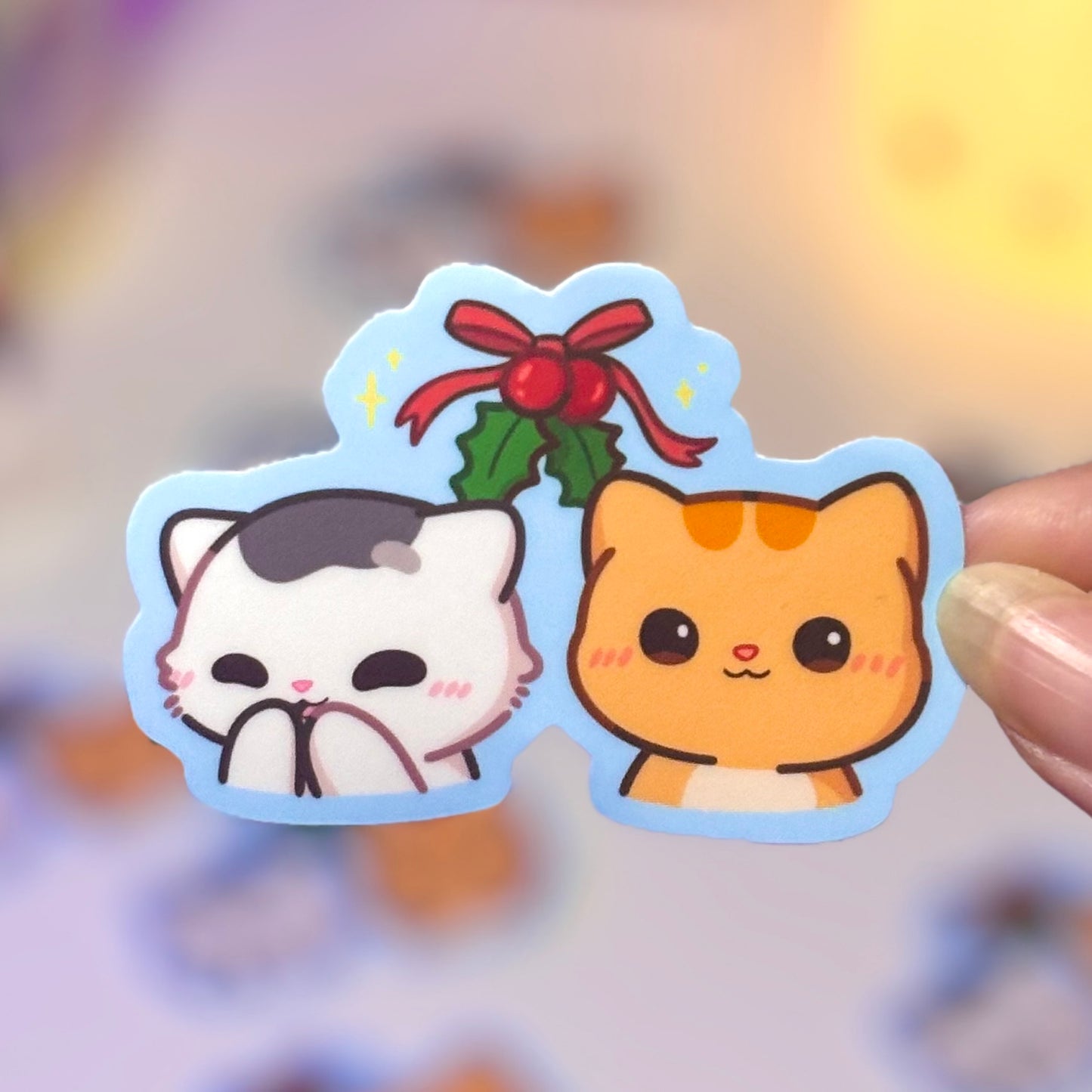 Under the Mistletoe Kitties Waterproof Sticker