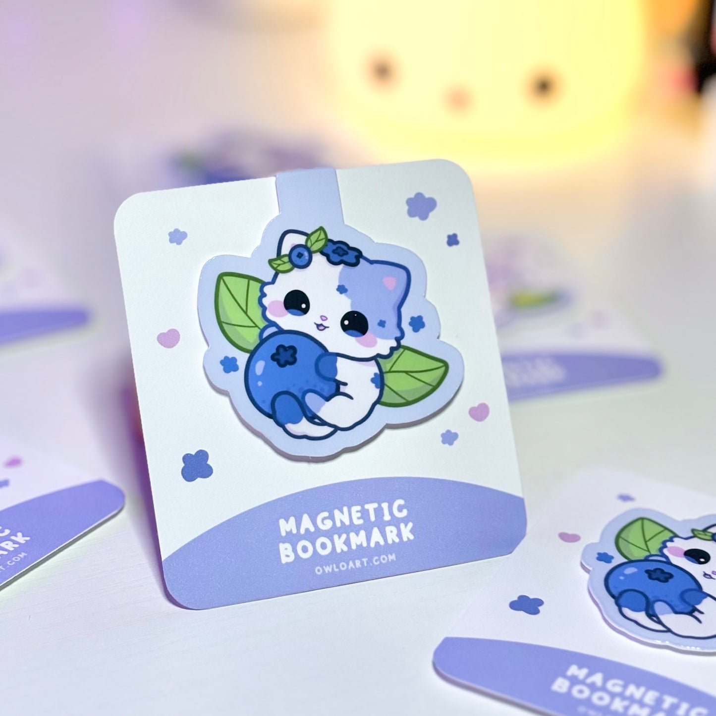 Blueberry Cat Magnetic Bookmark