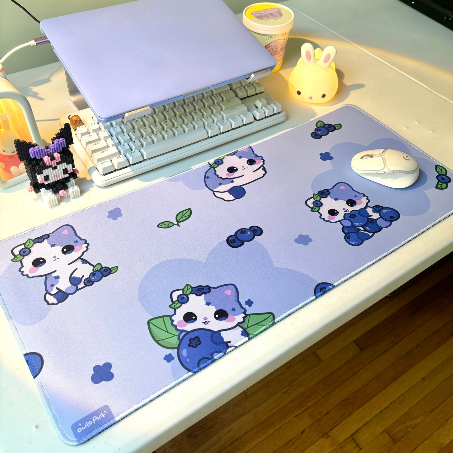 Blueberry Cat Waterproof Desk Mat