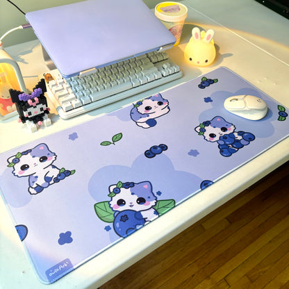 Blueberry Cat Waterproof Desk Mat