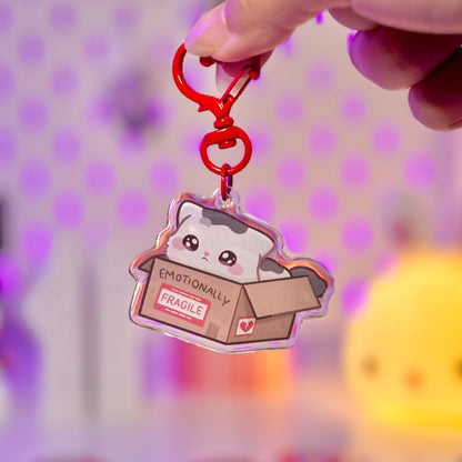 Emotionally Fragile Cat Acrylic Keychain