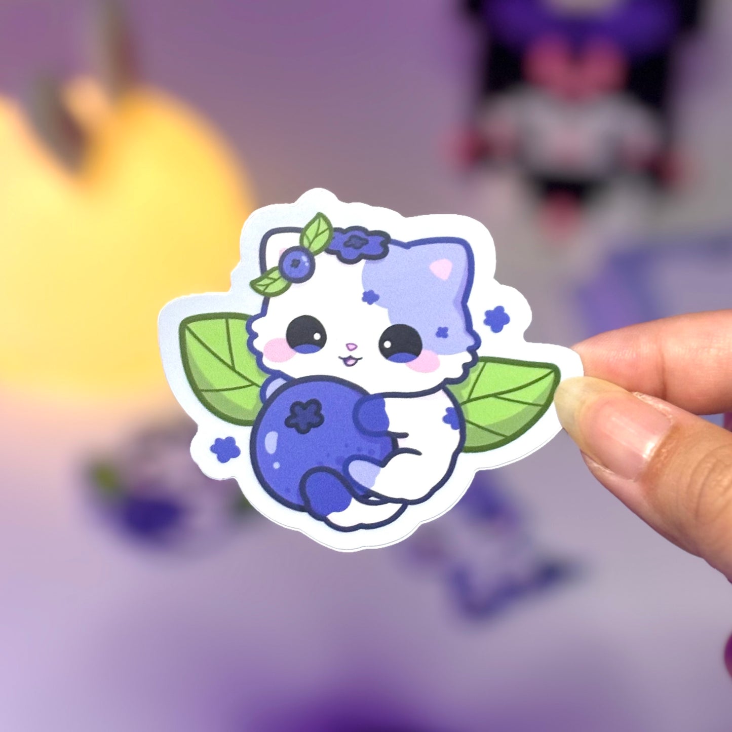 Blueberry Cat Waterproof Matte Sticker