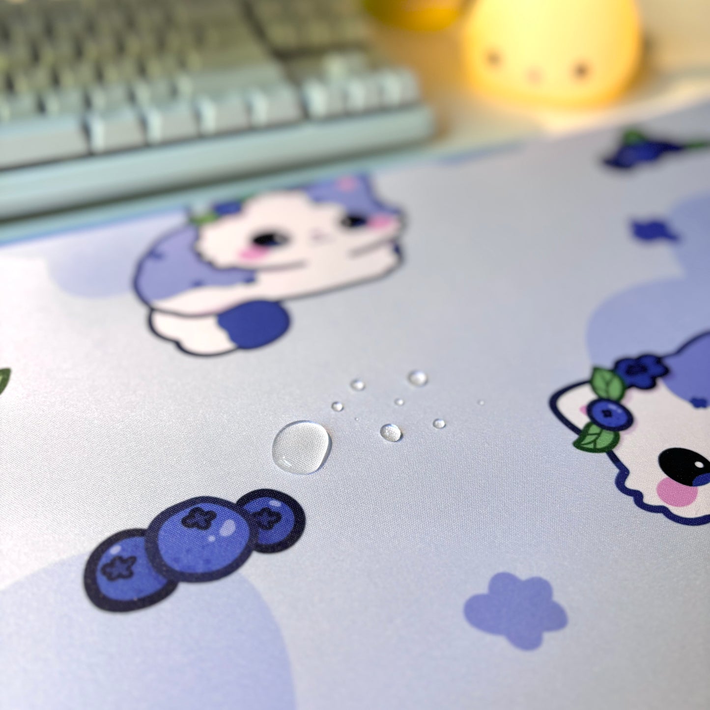 Blueberry Cat Waterproof Desk Mat