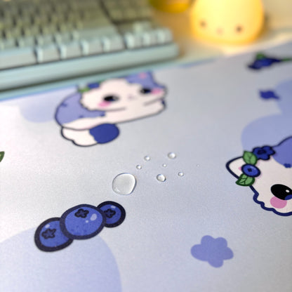 Blueberry Cat Waterproof Desk Mat