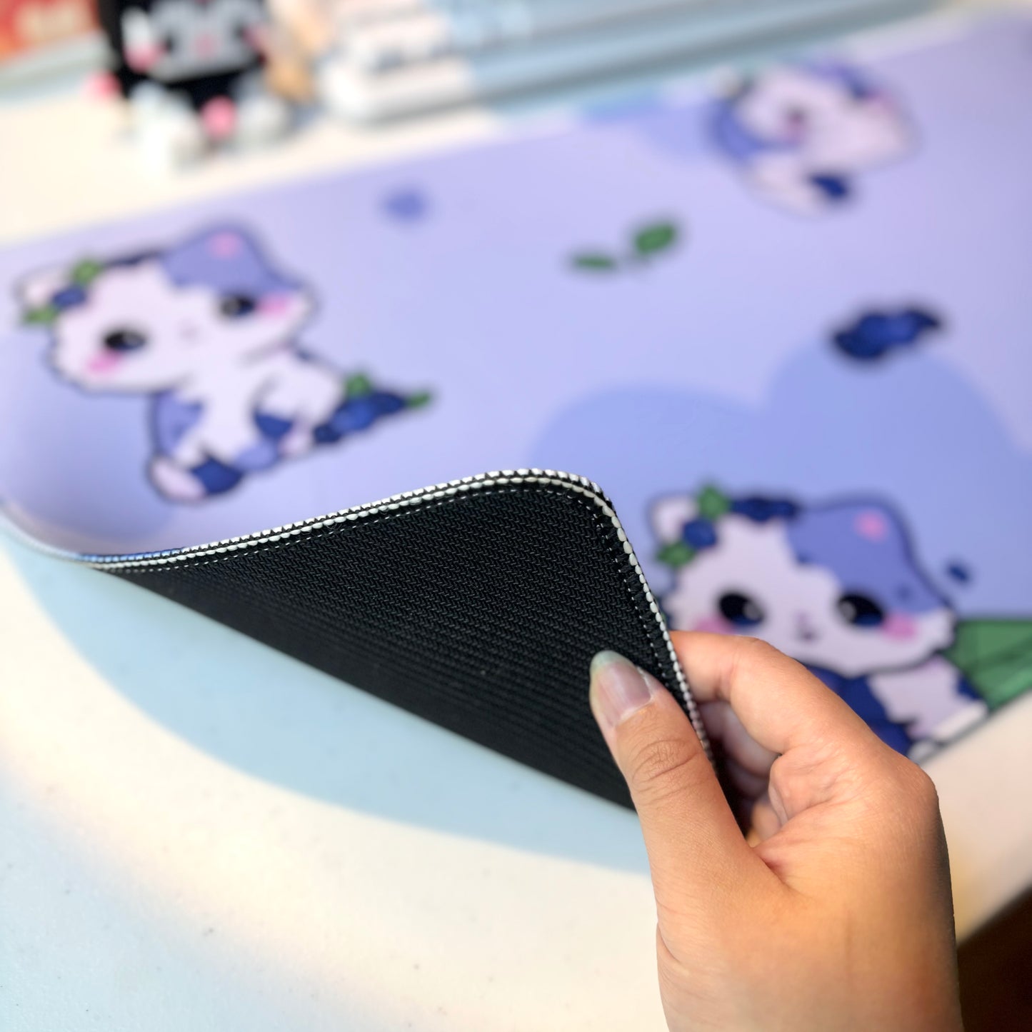 Blueberry Cat Waterproof Desk Mat