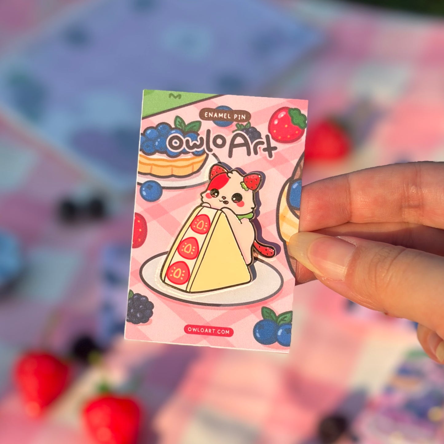 Strawberry FruitKitty Enamel Pin