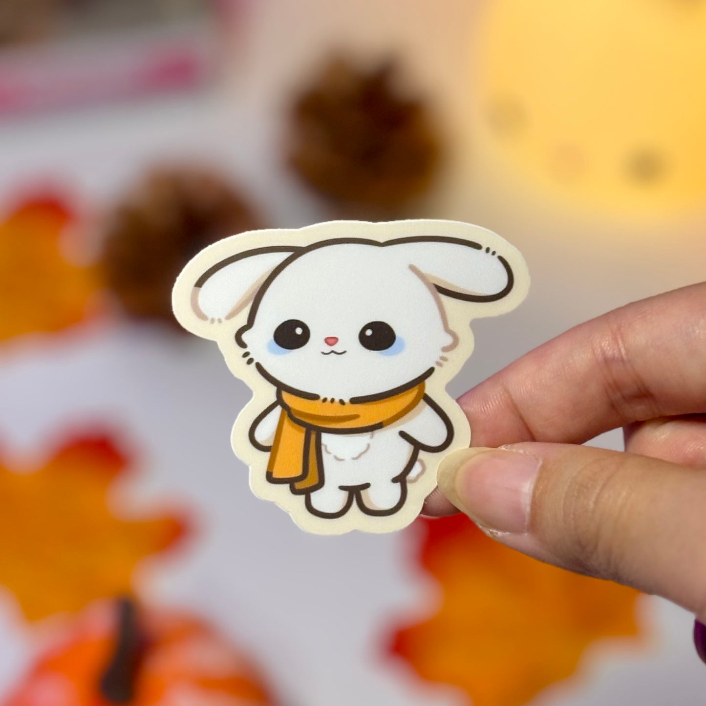 Cozy Fall Bunny Waterproof Matte Stickers